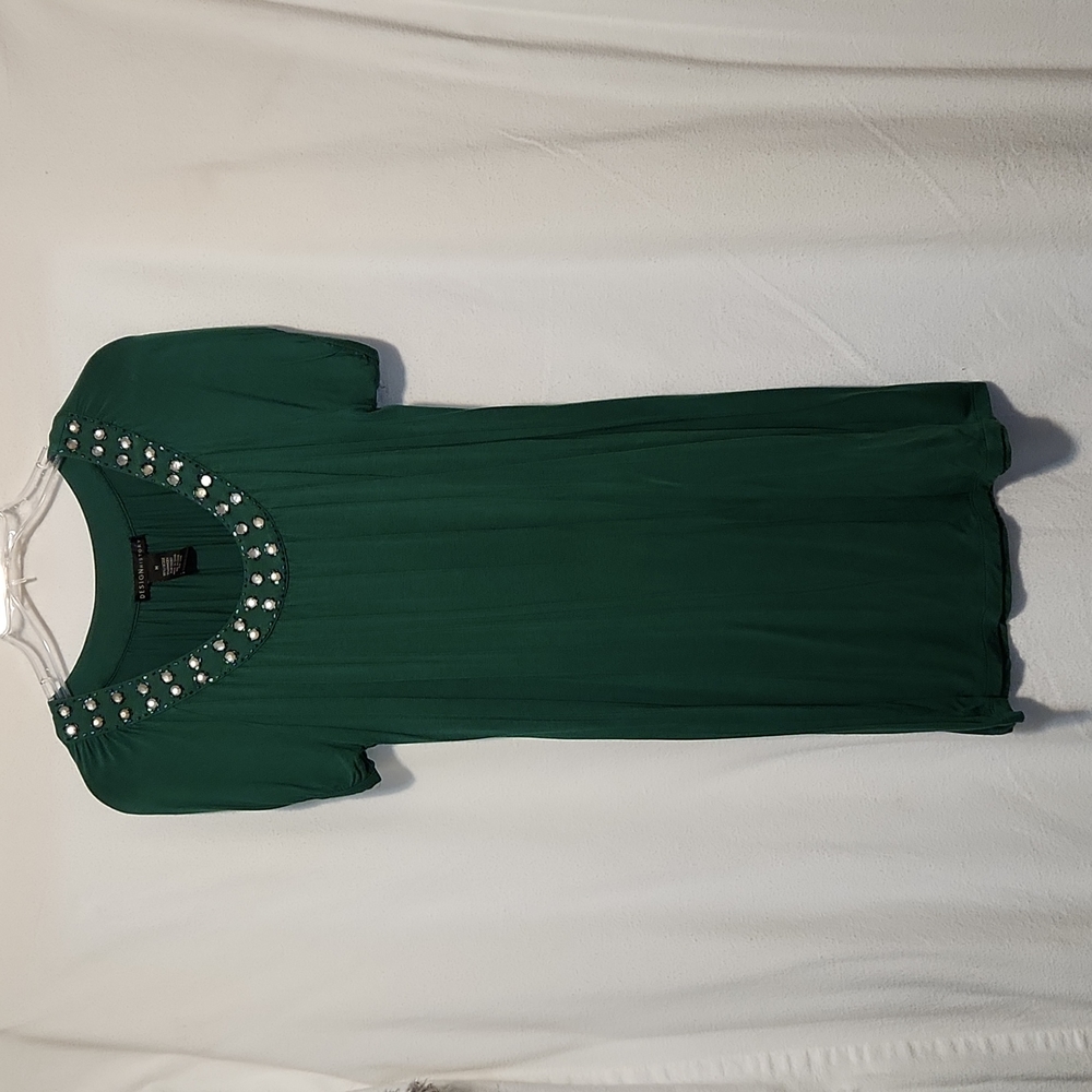 Rich green knit beaded tunic